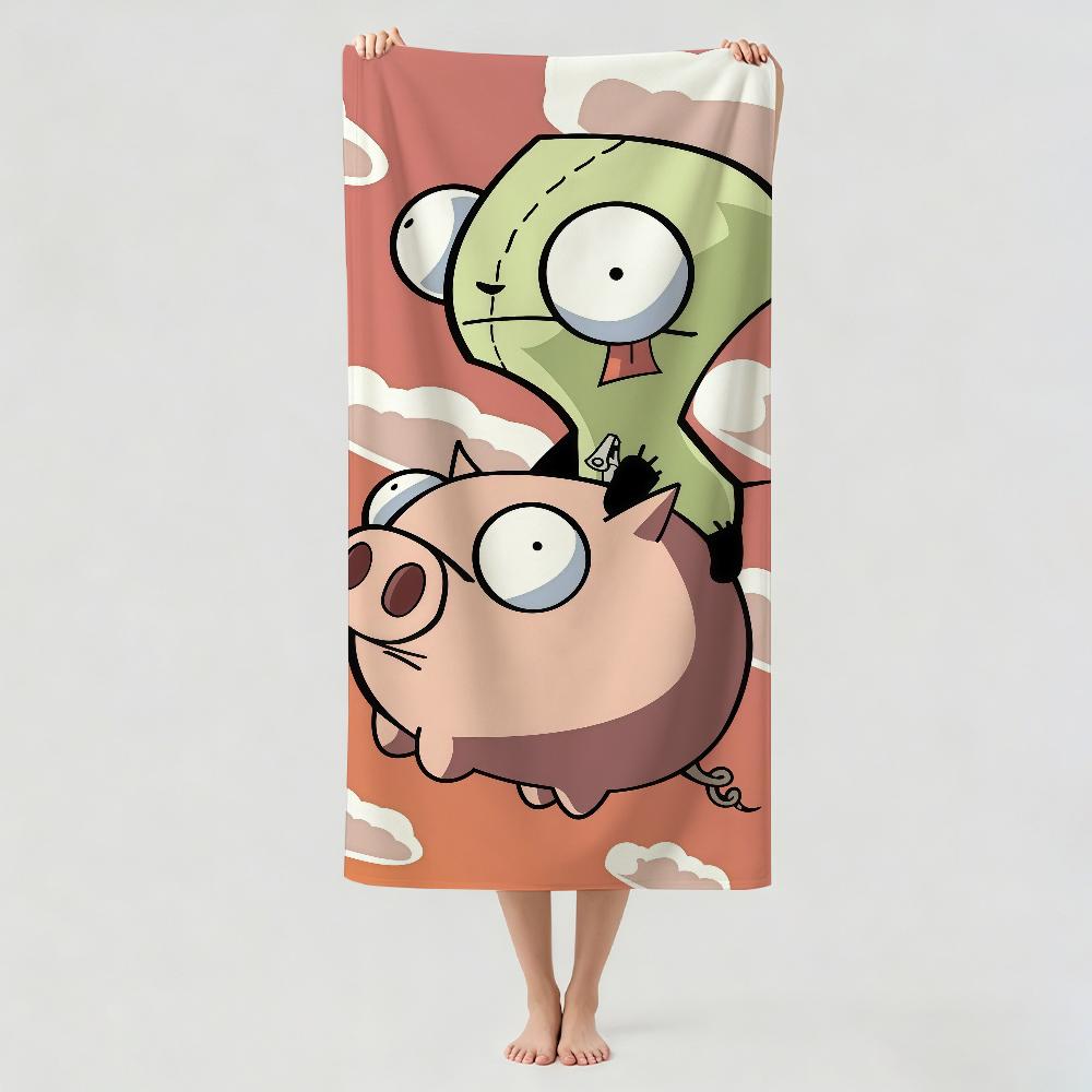 Cartoon funny I-Invader Z-Zim Towel Drying Bath Towel Applicable To Light Swimming Camping Yoga Beach Out