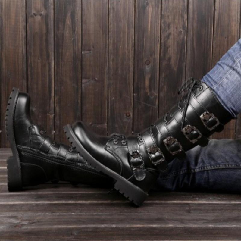 Fashion Large Size 46 Winter Men Long Cotton Boots Cool High Top Men Boots Fashion Leather Platform Boots Personalized Botas Para Hombre