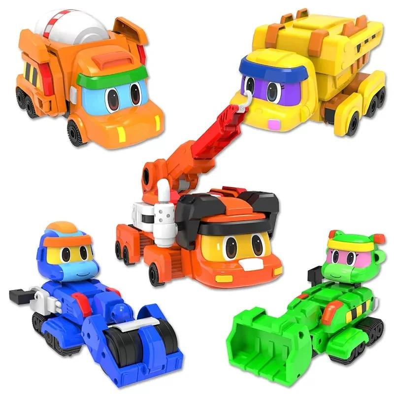 Newest Full Set ABS Mini Deformation Action Figures LUCKY Dinosaur Engineering Vehicle Toys Car for Kids