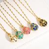 AENSOA Bunte Emaille Ostereier Anhänger Halsketten für Frauen Guilloche Medaillon Ei Strassstein Charm Halskette Gold Farbe Schmuck