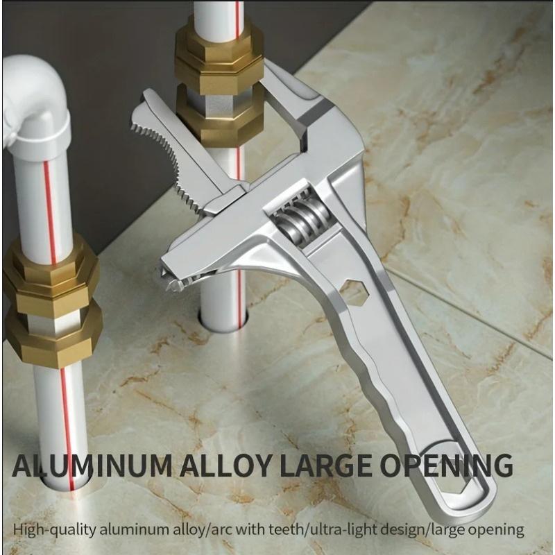 

Универсальный сантехнический ключ Инструмент Живой зев Короткая ручка Регулируемый Ключ с большим раскрытием Кухонный ключ Ключ для ванной комнаты Многофункциональный Arc toothed серебряный