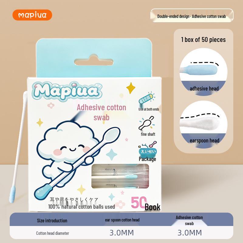 Pulitore Auricolare per Bambini Cotone Stick a Doppia Estremità - Rimuovi Cerume Confezionato Singolarmente