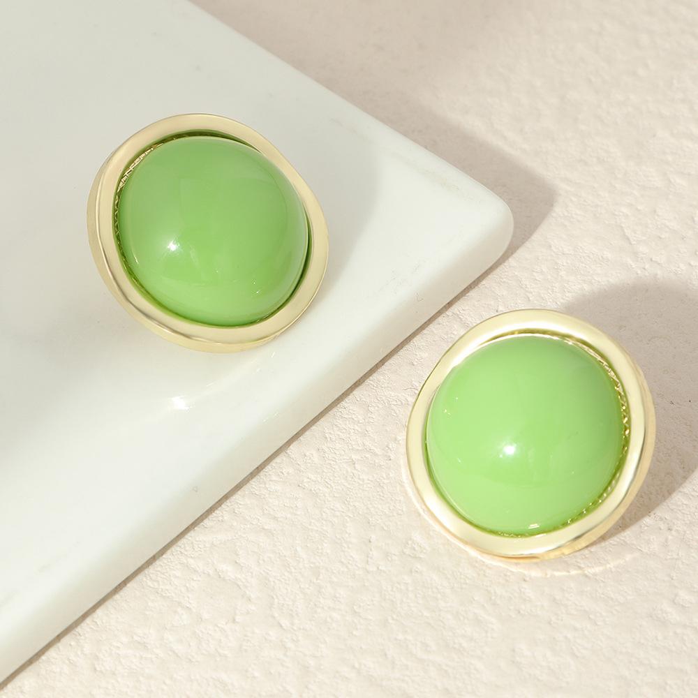 

Красочные полумесяц-капли из сплава смолы, женские серьги, кошачий глаз, украшения для ушей зелёный