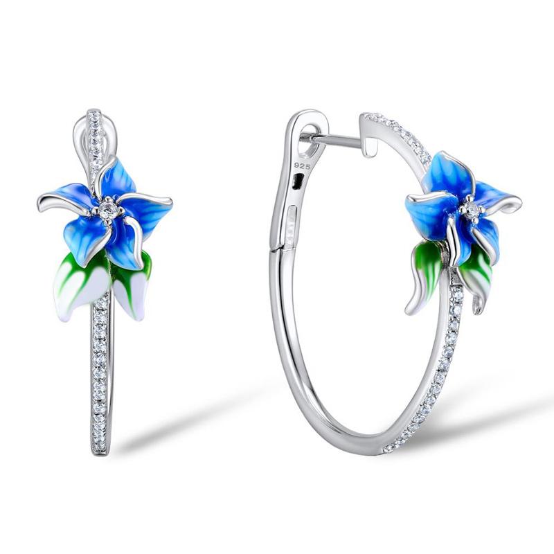

Винтажные серьги-подвески Huitan Enamel Flower, женские, темпераментные, синие, длинные серьги-трубы, свадебные, вечерние, эстетические украшения