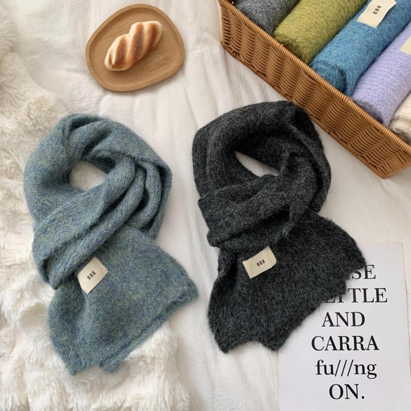 Scarf women's winter high-end sense new solid color warm imitation cashmere scarf knitted scarf shawl