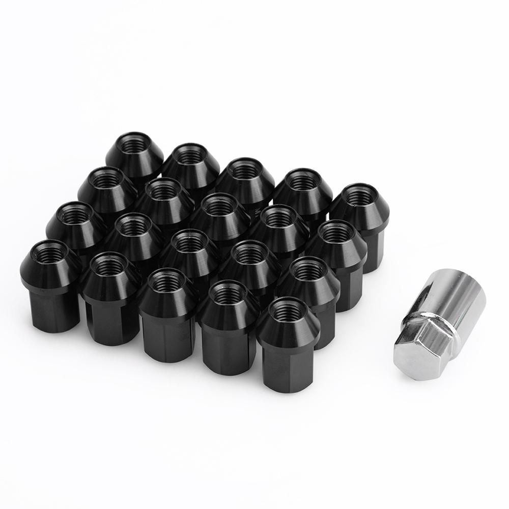 HEX 19mm 20pcs Aftermarket Car Anti-theft 6061 Aluminum Alloy Wheel Lock Nuts Length 35MM Length M12*1.5 Lug Nuts Red Black Blue
