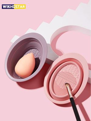 Miseczka do czyszczenia gąbeczek i pędzli do makijażu Silikonowa Składana Przenośna Narzędzie do czyszczenia jajeczka beauty Dla kobiet