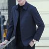 Men Jacket Lapel Long Sleeve Zipper Placket Jacket Coat with Pockets Solid Color Spring Autumn Casual Jacket