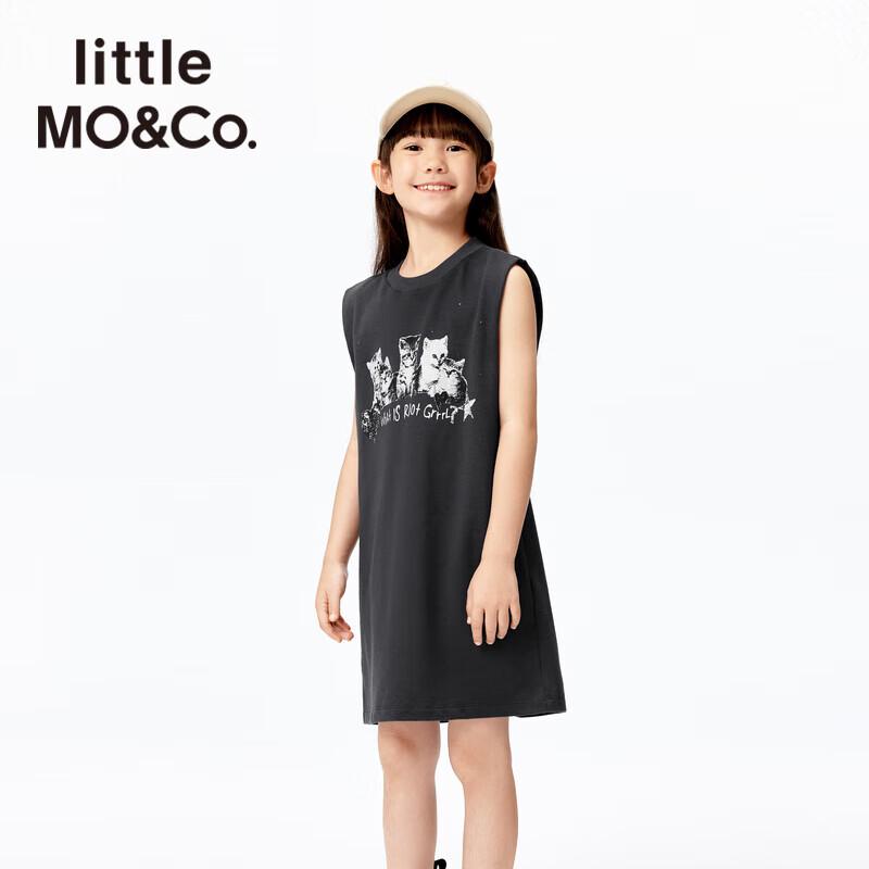 little MO&Co. 2025 Summer Quick-Dry Girls  Kitten Print Sleeveless Dress 120