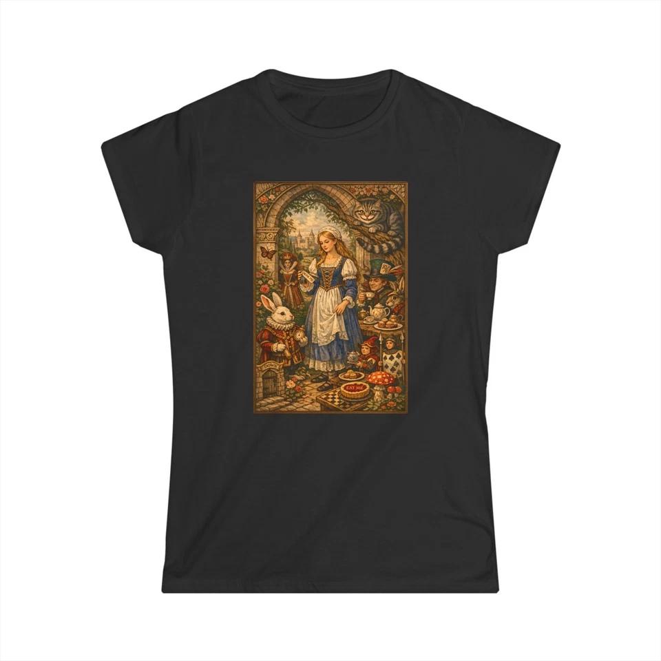 Alice in Wonderland Illustration Tee | Vintage Storybook Art 4XL