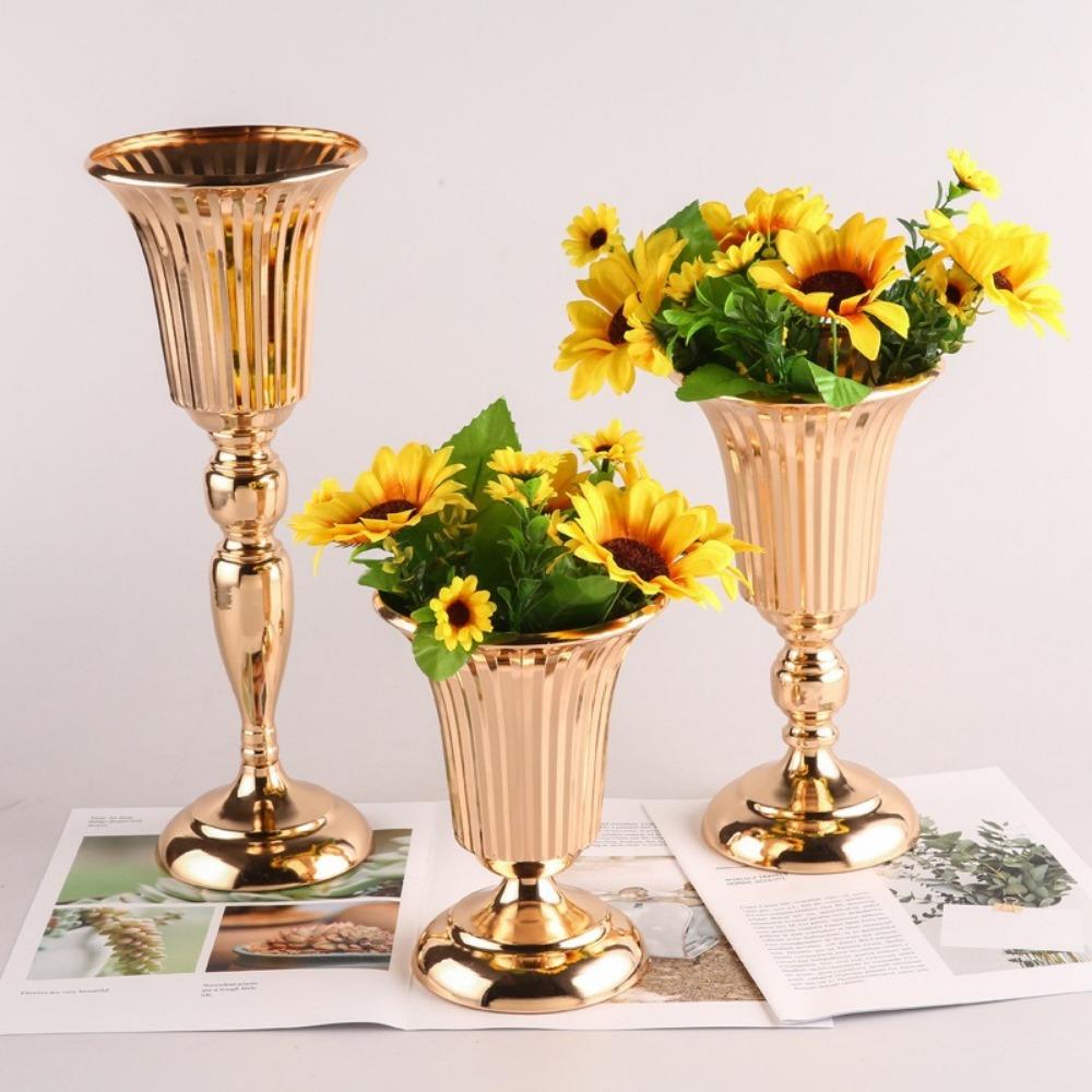 Metal Flower Stand Golden Table Decoration Vase Creative Art Flowers Vase  For Centerpieces