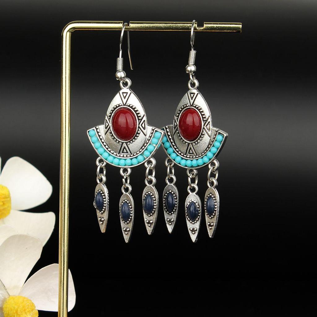 Retro Miao Silver Tassel Earrings: Ethnic Yunnan Long Dangle Women's Jewelry