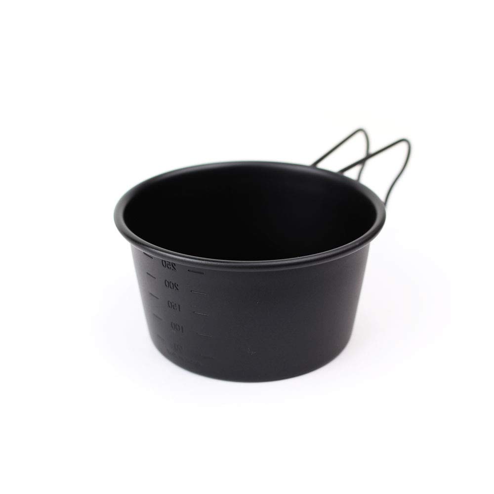 

Stainless Steel Sierra Cup Black Direct Fire Deep Type 300ml Tsubame Sanjo Made in Japan Black With Scale Outdoor Camping Cooker Cookware Handle