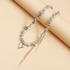 Personality Design Irregularity Beaded Heart Pendant Necklaces for Women Charm Punk Long Tassel Chokers Retro Jewelry Accessory