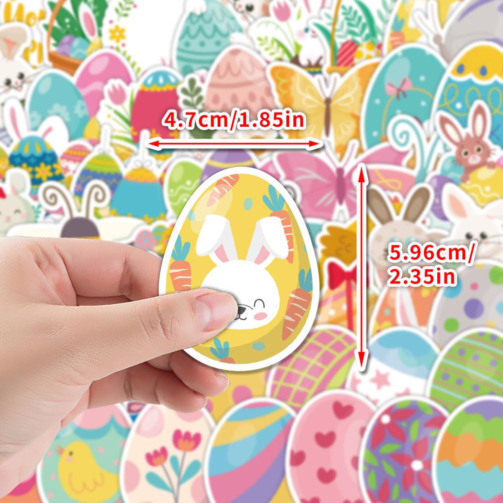 Non-Toxic 50Pcs Easter Egg Cartoon Holiday Stickers Children'S Cute Stickers Rewards Student Stickers Labels Gifts Children'S Toys