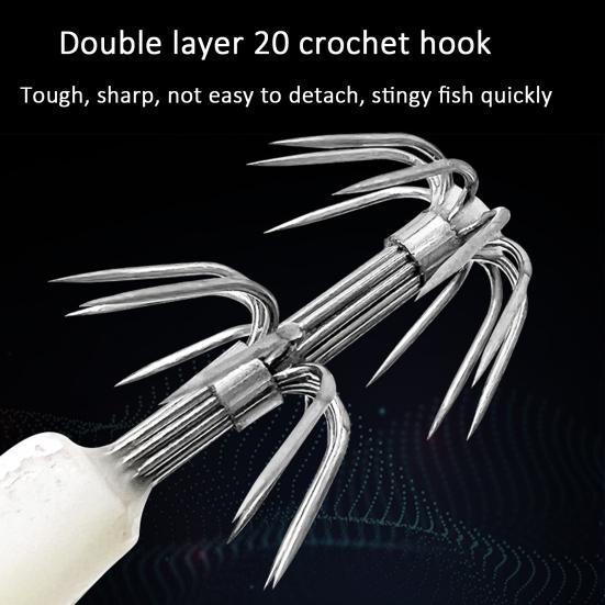 8CM/5.3G Shrimp Bait with Squid Jig Hook Swivel Luminous Realistic Bionic Artificial Lure Saltwater Freshwater Bass Walleye Trout Fishing Accessories