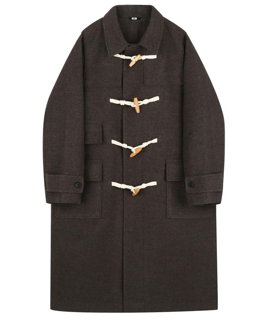 Trillion Unisex Balmacaan Duffle Long Coat (Brown)
