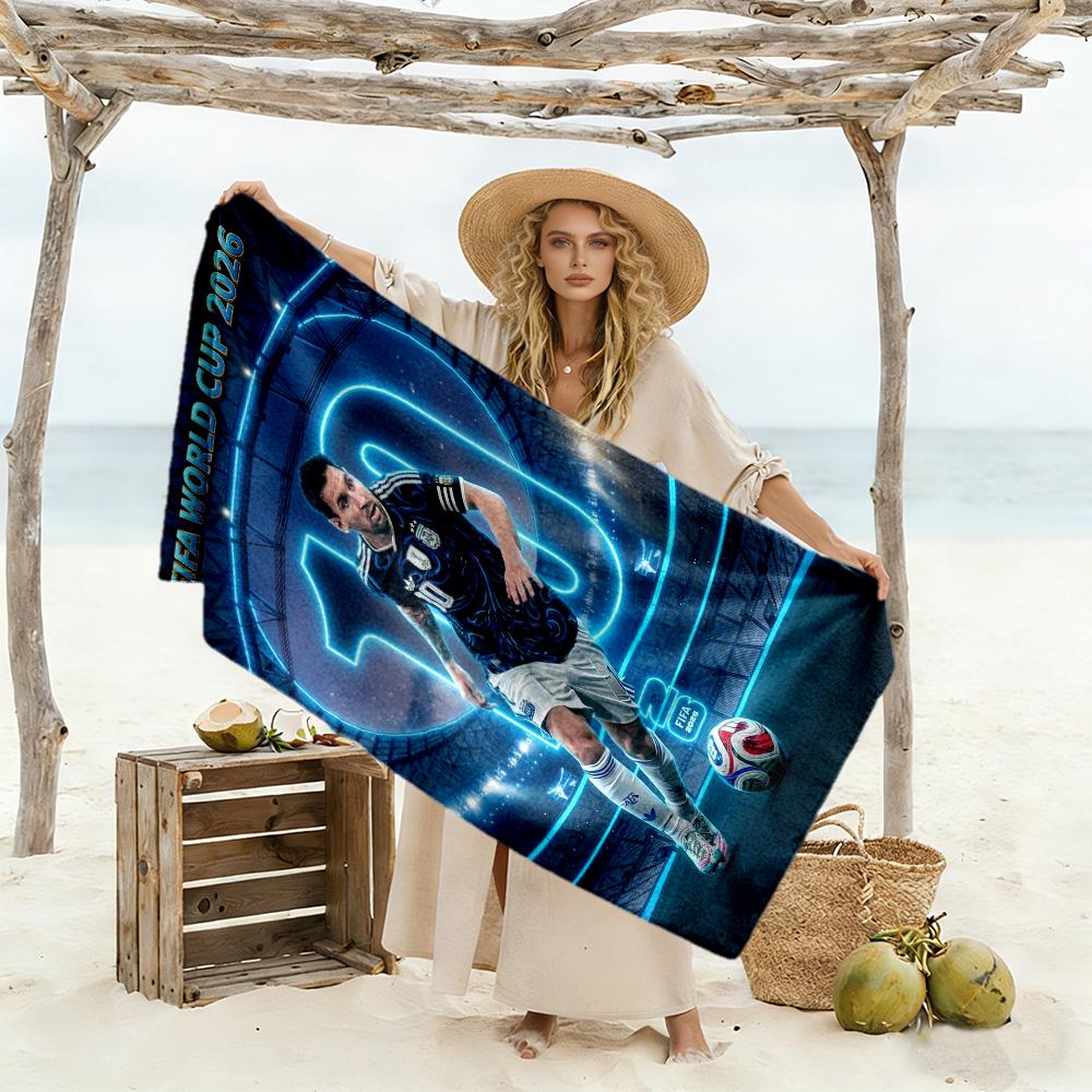 Football Messi Beach Towel Quick-Dry Soft Microfiber Comfortable Lightweight Portable for Swimming,Beach,Camping, Travel, Beach Accessories,Gym