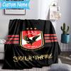 Custom Name Al Ahly Fc Crest Design Flannel Blanket, Use for Birthday/Holiday Gift, Soft Blanket for Sofa/Bed/Camping/Office, Home Decor