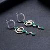 Original Designer Green Agate Earrings, Natural Style S925 Sterling Silver Natural Colored Treasure Earrings