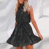 Fashion Women Floral  Printed  Strapless Ruffle Bandage Casual  Dress