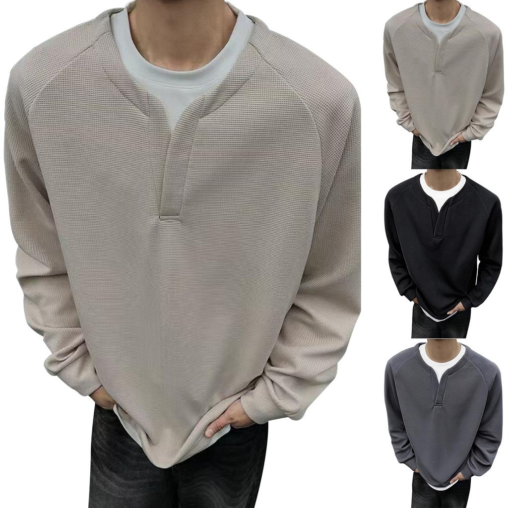 Sweatshirt For Men Long Sleeve Casual Pullover Tops Fall Clothes Fashion Solid Color Comfort Sweatshirts