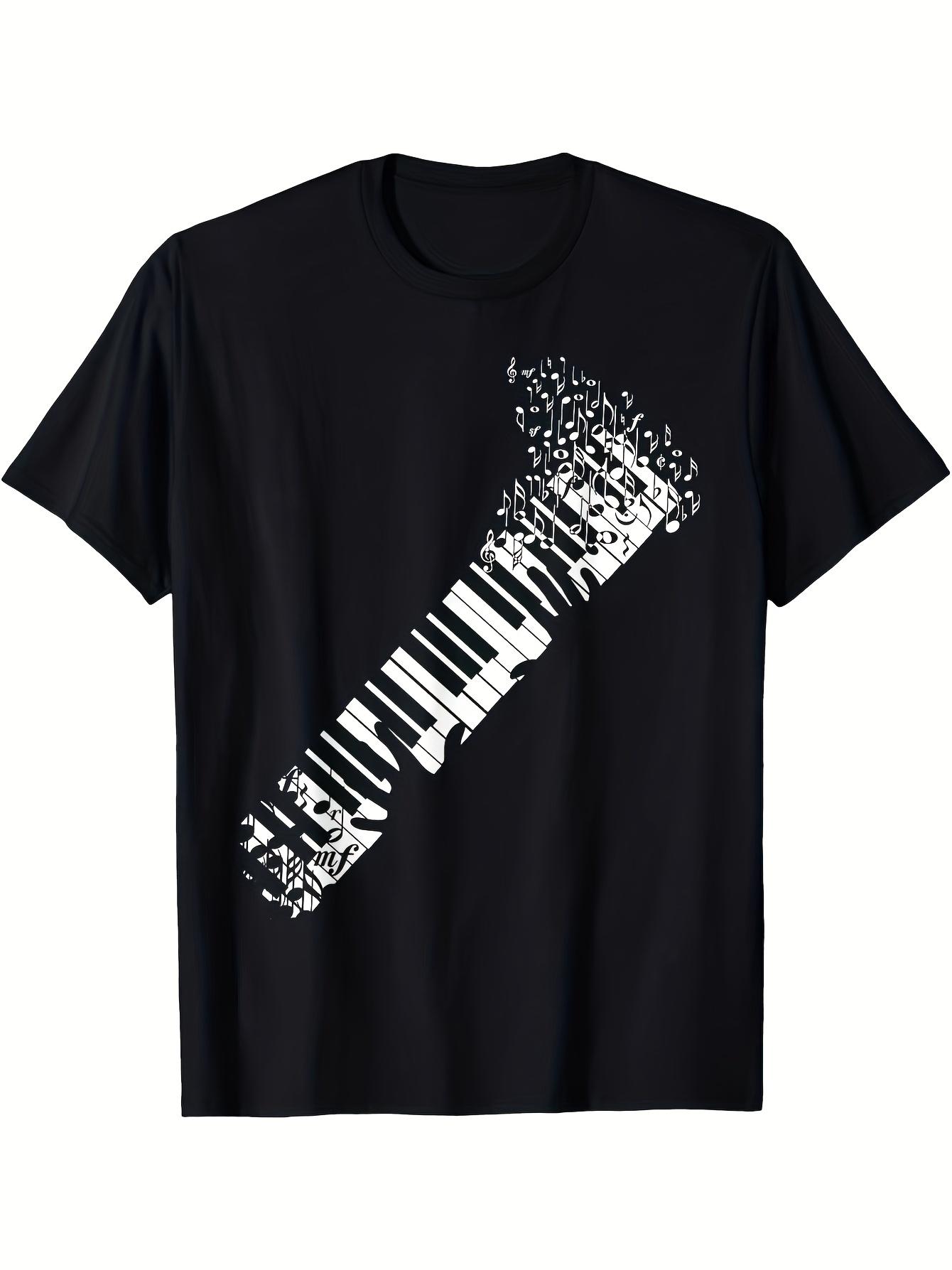 T-Shirt y2k & Piano Keyboard T Black/White L