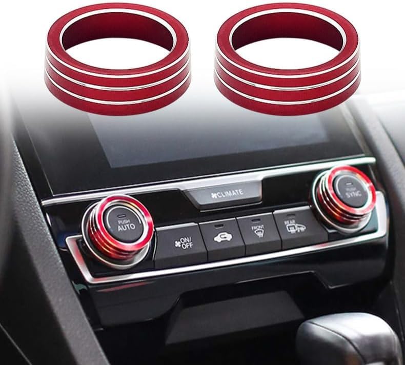 

Honda Civic 10th Generation 16-21 FK7 FK8 FC1 Air Conditioner Knob Aluminum Alloy Decorative 2pcs красный