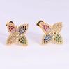 Trendy Gold-Plated Zircon Clover Ear Cuffs: Colorful, Lightweight Fashion Earrings for Women