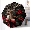 Christmas Deer Wreath Wall DecorUmbrella, Portable 3-FoldCompact Umbrella for Men & Women Gift