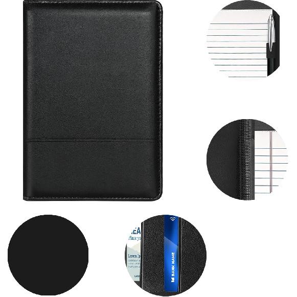 A5 Padfolio Business Portfolio Folder,Junior Size Document Folder Organizer, Padfolio with Interior Pocket and Pen Loop, 5 x 8 Writing Pad Included