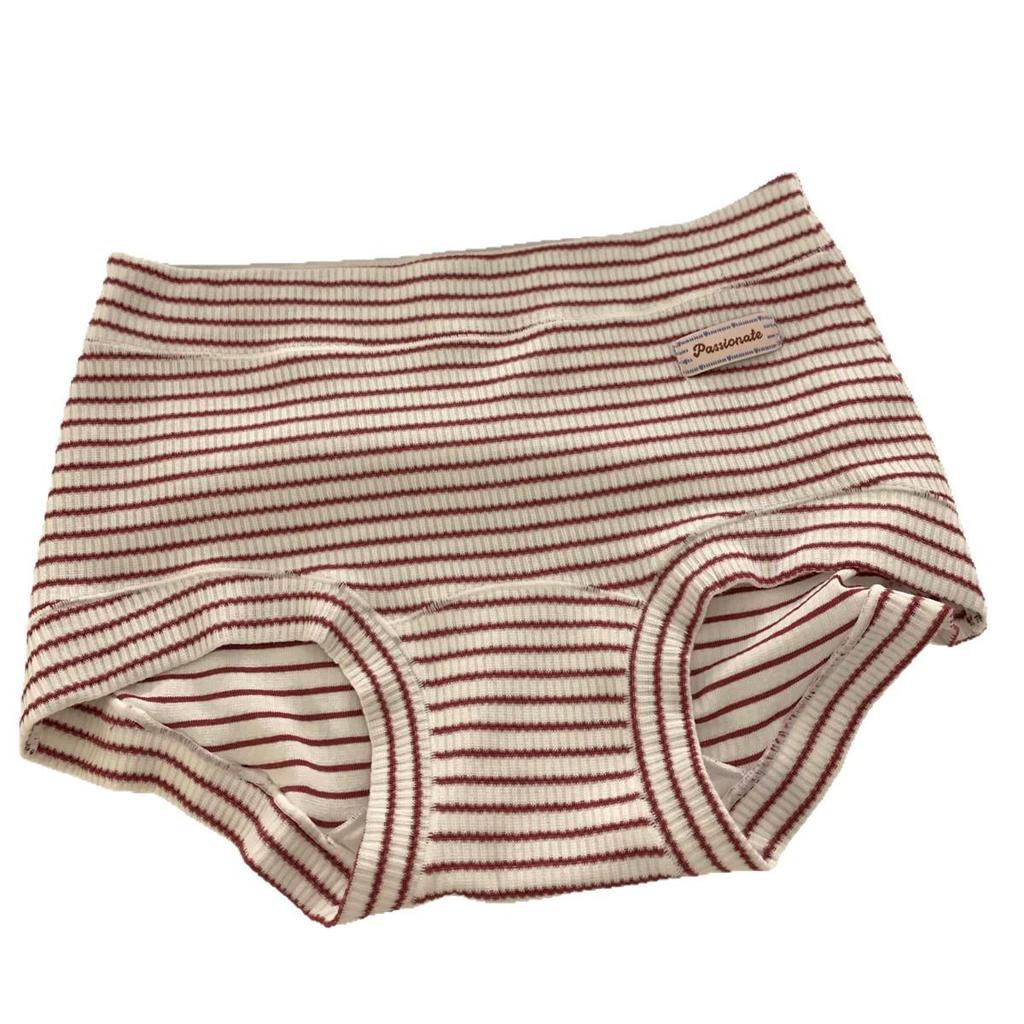 Women's Retro Stripe Low-Rise Cotton Antibacterial Boxer Briefs with Extended Crotch