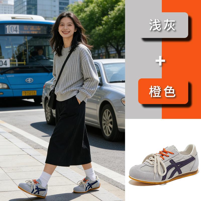 Leder deutsche Trainingsschuhe Damen 2026 Frühling flache Sportschuhe Damen Freizeit Forrest Gump Schuhe Farbabstimmung Damenschuhe