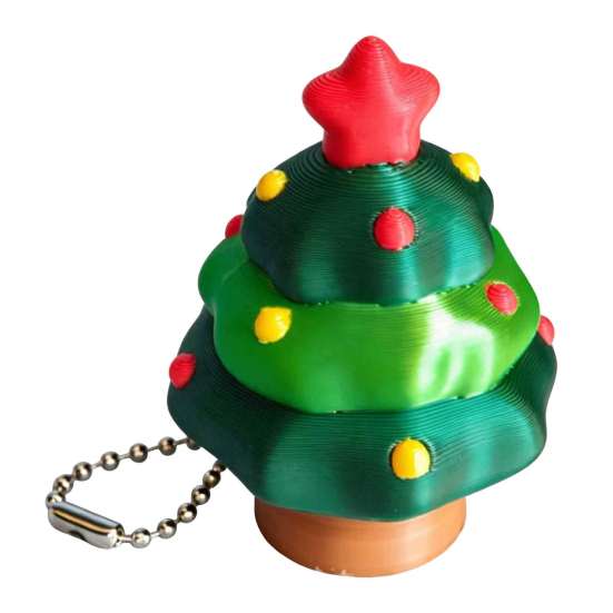 Holiday Party Favors Christmas Tree Fidget Clicker Keychain, 3D Printed Shaped Stress Relief Stocking Stuffers for Kids Toy, Sensory Figure