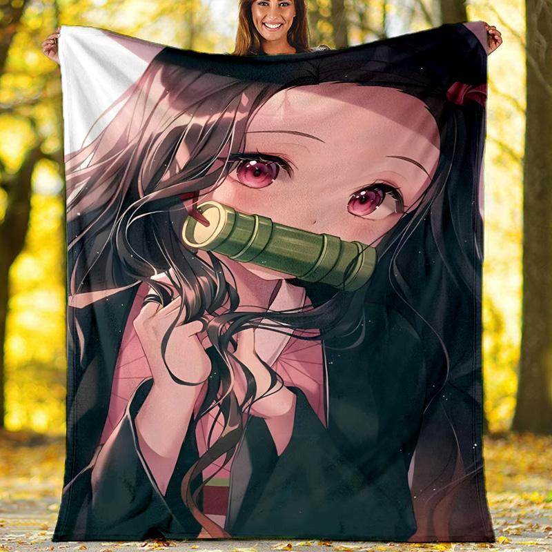 1pc nezouko6 Theme Blanket - Digital Print, Polyester, Cozy for All Seasons, Perfect for Outdoor, and Travel