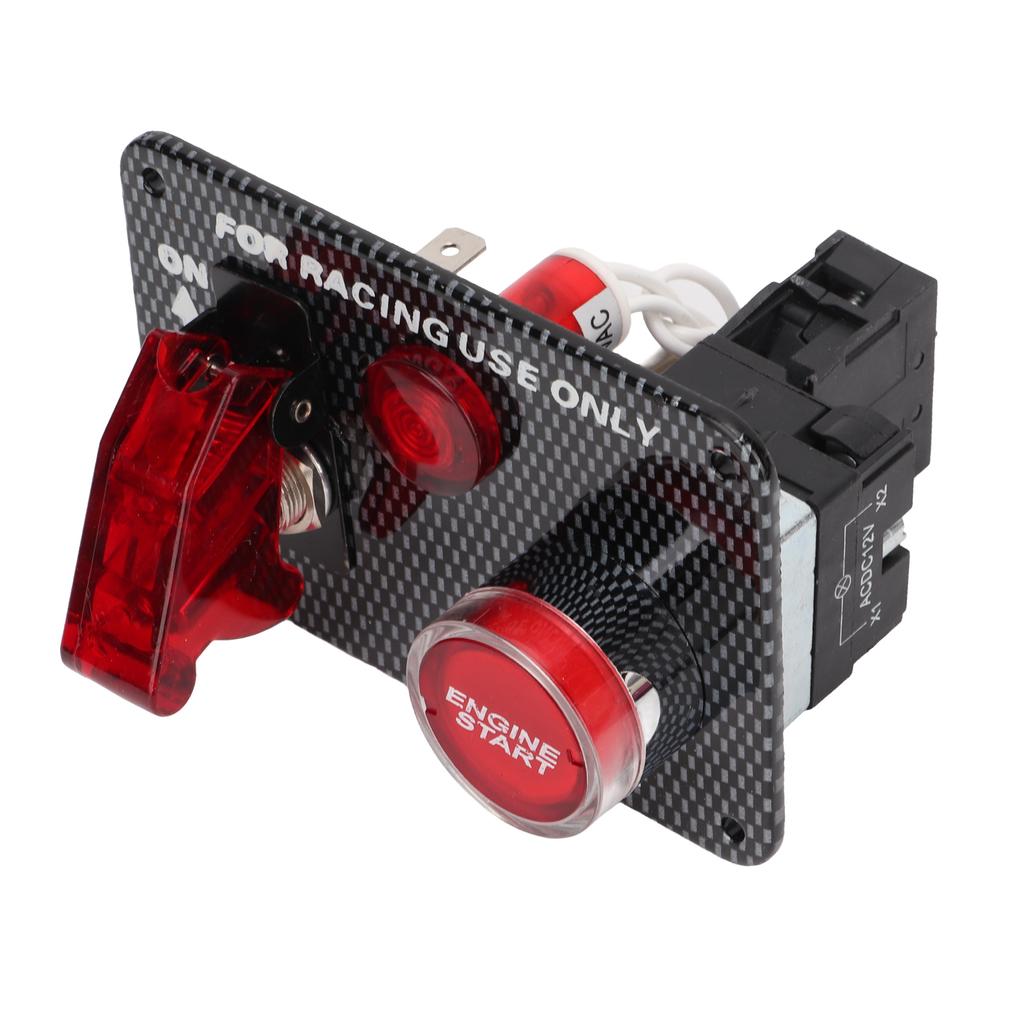 Kit de painel de interruptor de ignição 12V 40A Fibra de carbono Estilo de corrida Liga de alumínio Universal para automóvel