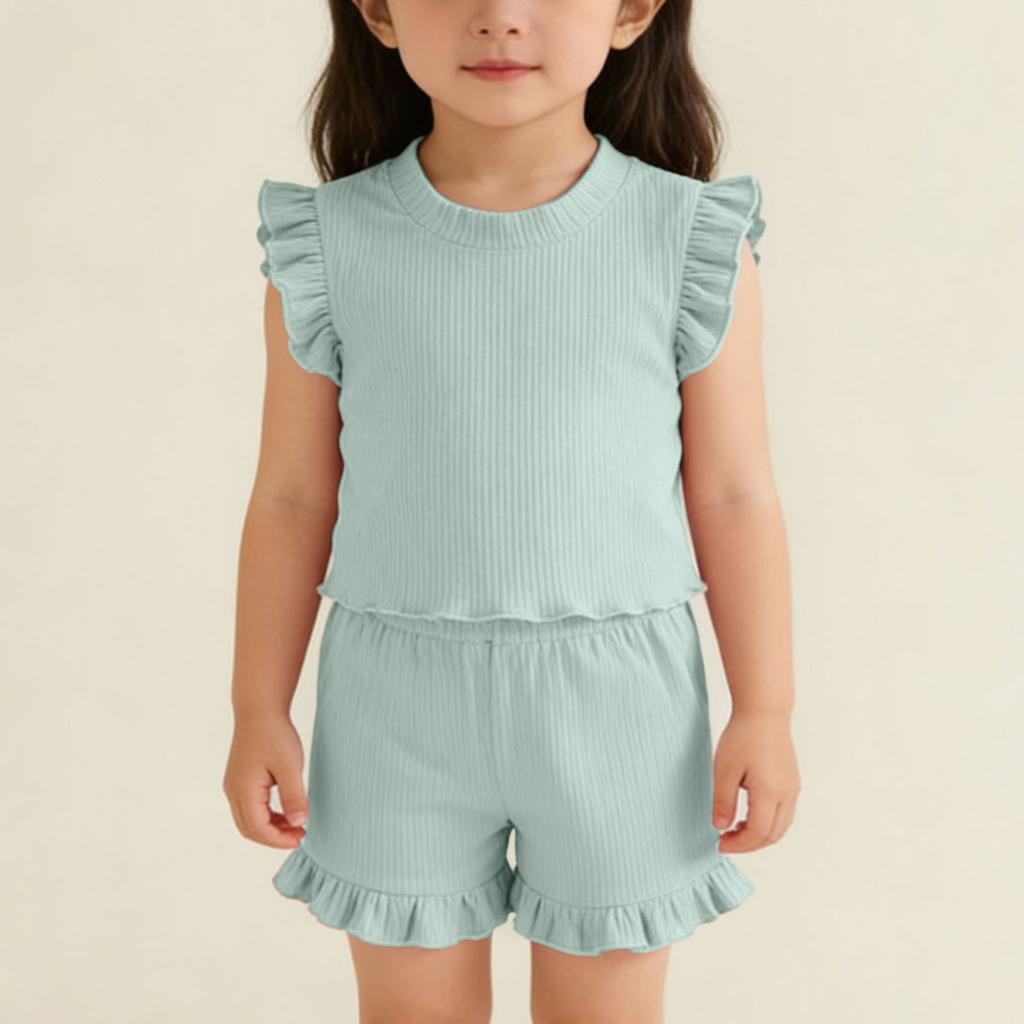 Children's Sweet Set Cute Vest Shorts Girls Sleeveless Casual Two-Piece Set