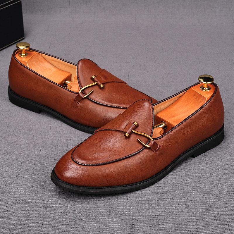 Fashion Fashion Men's Black Brown Monk Strap Patent Leather Oxford Flats Casual Shoes Male Homecoming Wedding Dress Zapatillas Hombre