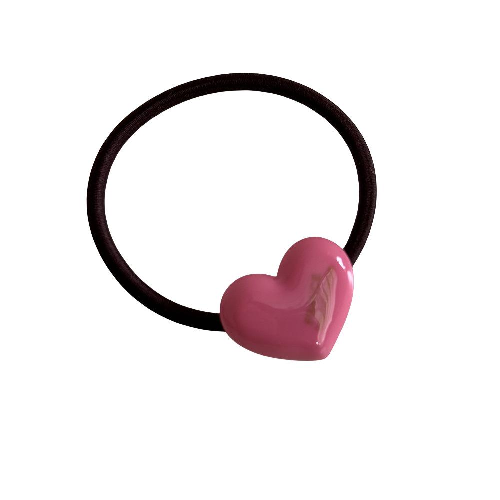 Gold Label Heart-Shaped Acetate Candy Color Hair Tie - High Elasticity, Cute High Ponytail Rubber Band