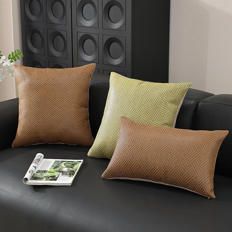 2026 Summer Rattan Mat Cushion & Cooling Pillow Cover - New Chinese Style (Pillow Insert Not Included) for Bedside, Sofa, Office Use.