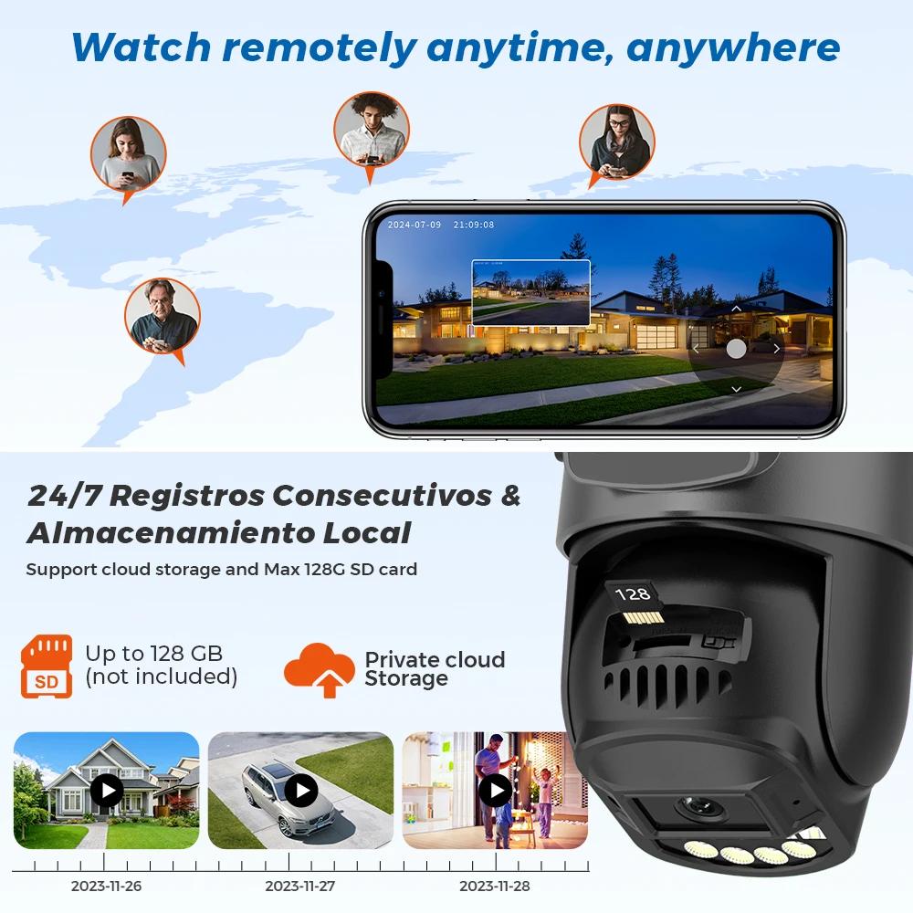 LS VISION Κάμερα 10MP PTZ IP 8MP 4K εξωτερικού χώρου με διπλό φακό με διπλή οθόνη 5G Κάμερα WIFI AI Παρακολούθηση Προστασίας ασφαλείας Κάμερα παρακολούθησης CCTV