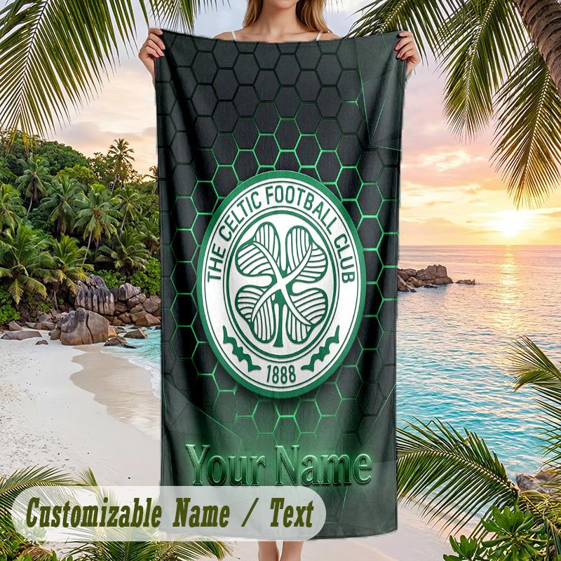 Beach Towel Celtic FC Print Custom Name Text Soft Towel for Swimming Pool