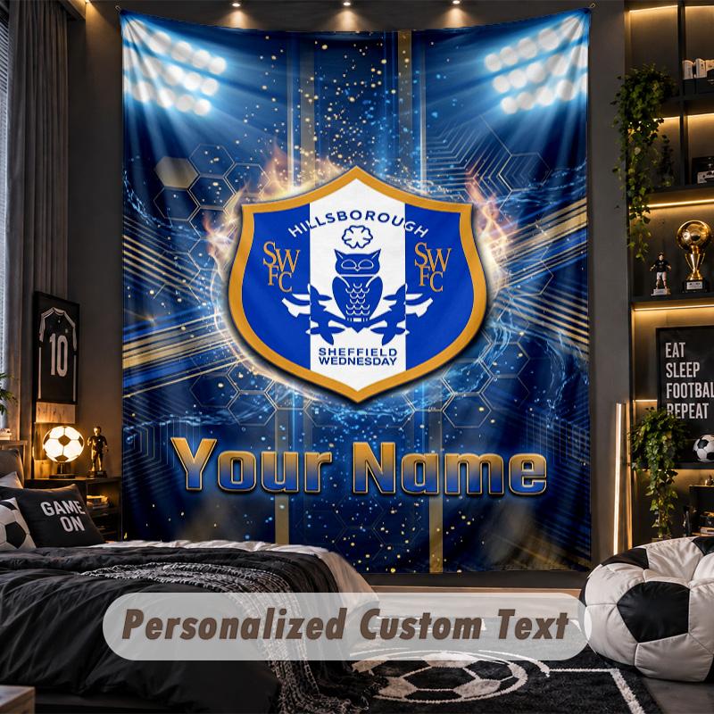 TapestrySheffield Wednesday FC Custom Name Text Personalized Wall Hanging Tapestry Home Wall Decor
