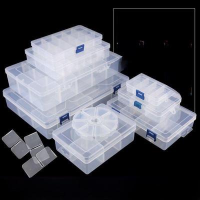 Transparente Kunststoff-Werkzeugaufbewahrungsbox mit Deckel - Kleines rechteckiges Gitterdesign