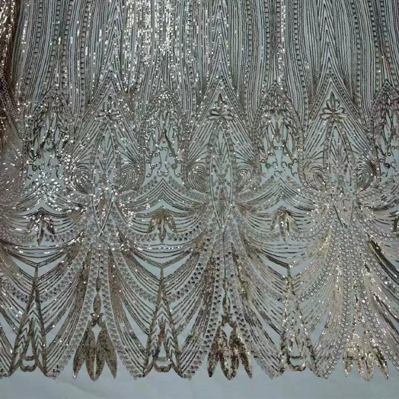1yard Heavy industry sequin embroidery fabric Wedding dress cheongsam diy fabrics for sewing