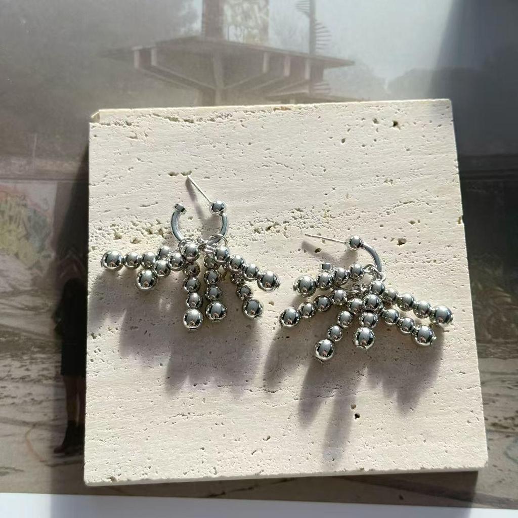 Chic Metal Ball Tassel Earrings - European & American Style