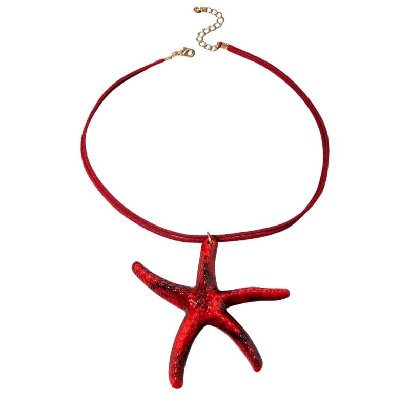 Starfish Resin Necklace Ocean Themed Jewelry for Women Trendy Summer Accessory Gift Adjustable Collarbone Chain