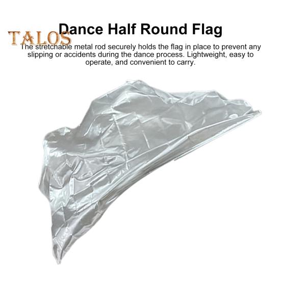 Tańcząca flaga z rozszerzalnym patykiem, półokrągły kształt, jasny kolor, połysk, powierzchnia, kostiumy, rekwizyty, akcesoria, flaga pochwalna