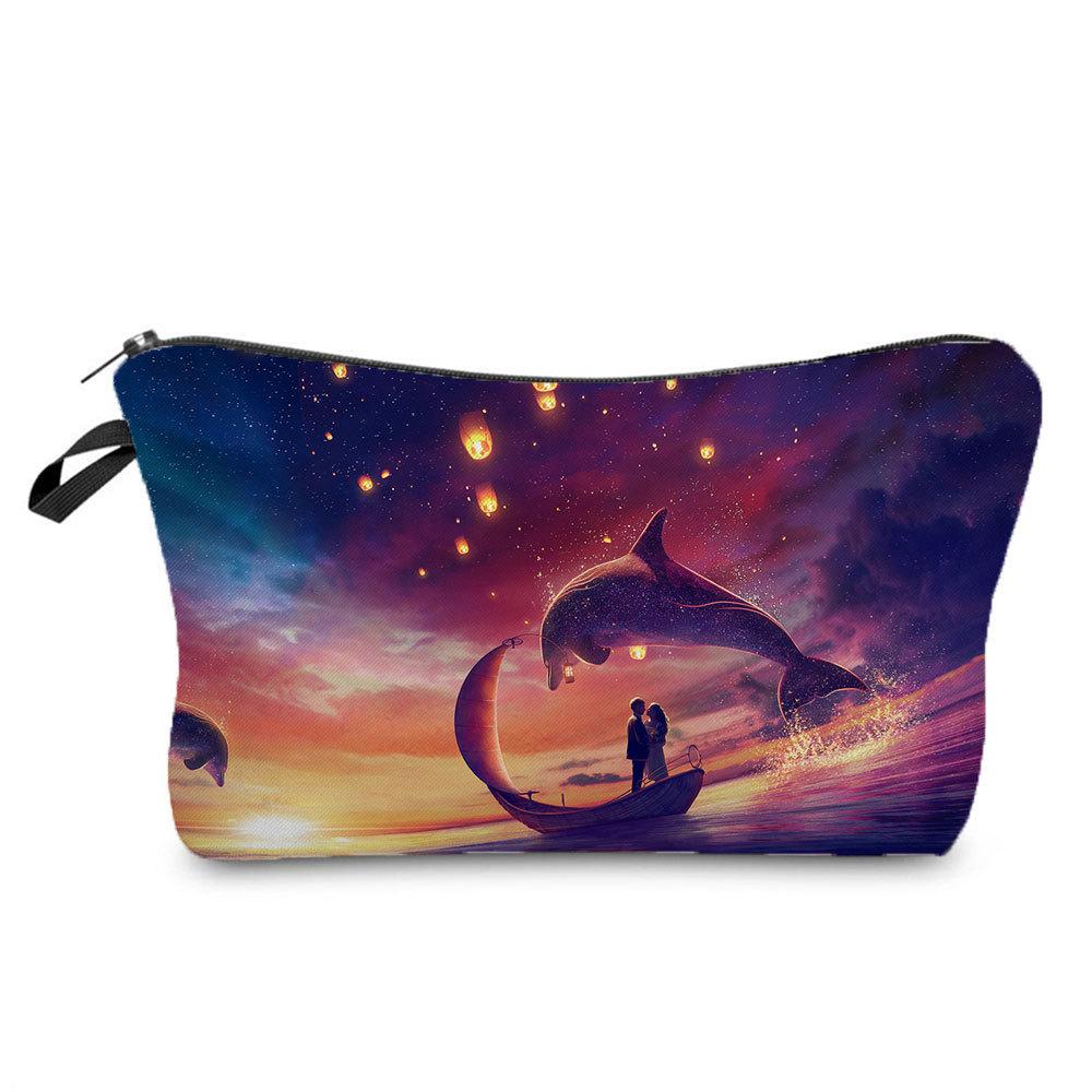 Women Marine life Print Cosmetic Bag Toiletries Organize Travel Storage Case 6862