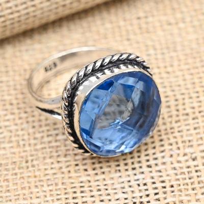 Anillo de joyería hermoso hecho a mano de plata de ley 925 con piedras preciosas de tanzanita
